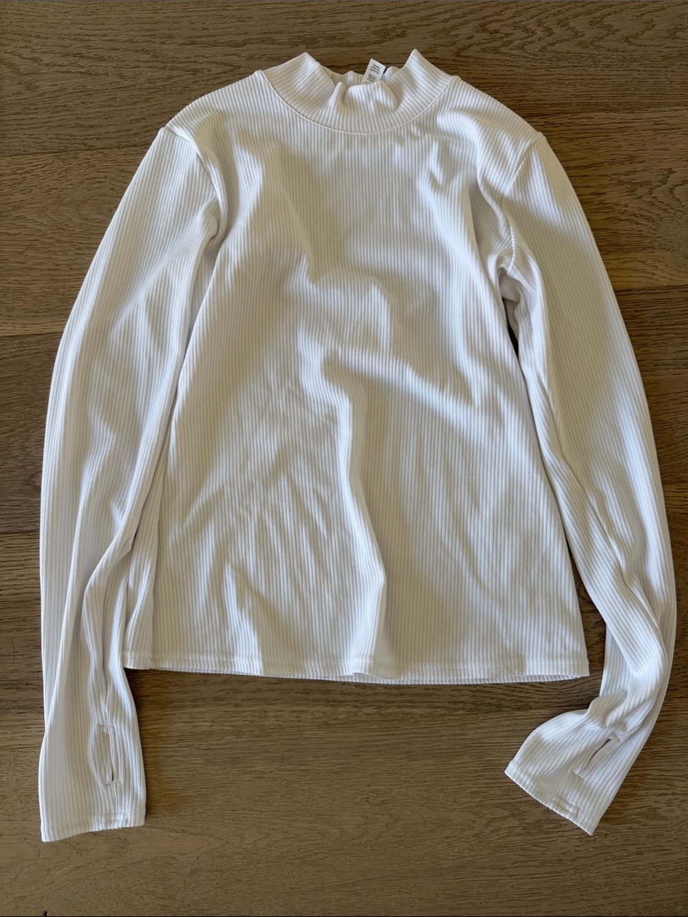 ALO Yoga White Ribbed Long-Sleeve Mock Neck Tee